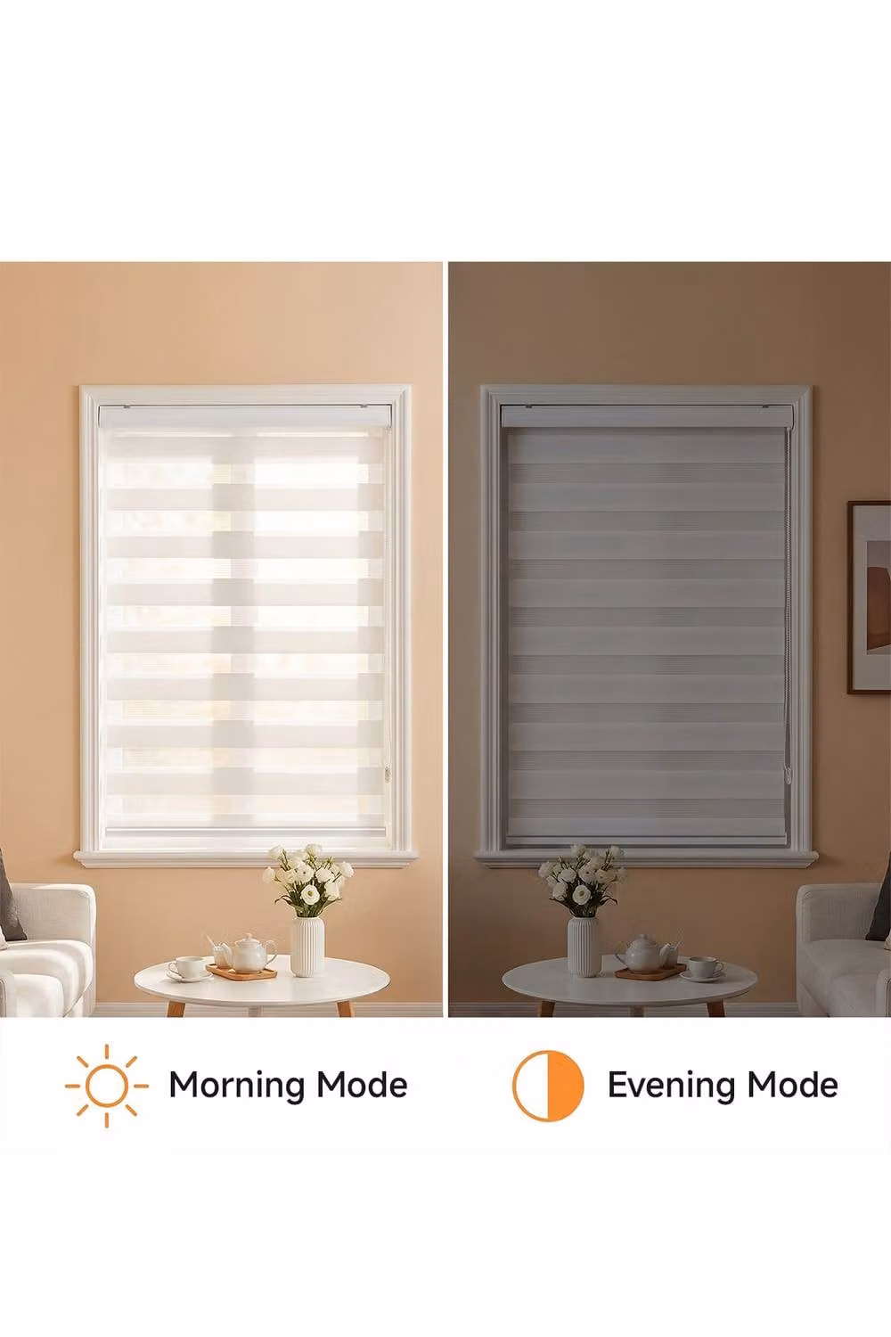 Living and Home Zebra Day and Night Roller Blind in White, H 150 cm x W 40 cm – 2