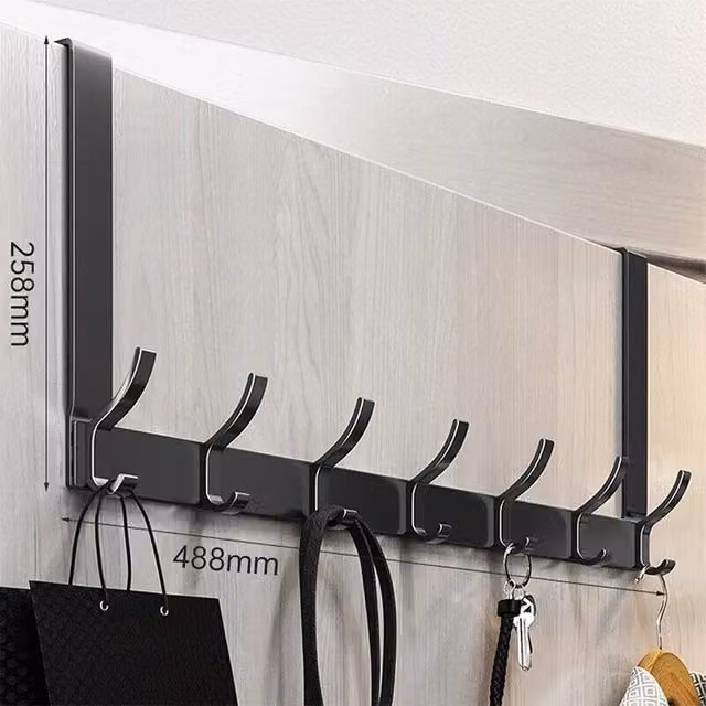 SPETLEK Metal Clothes and Coat Rack with 7 Hooks in Black – 1