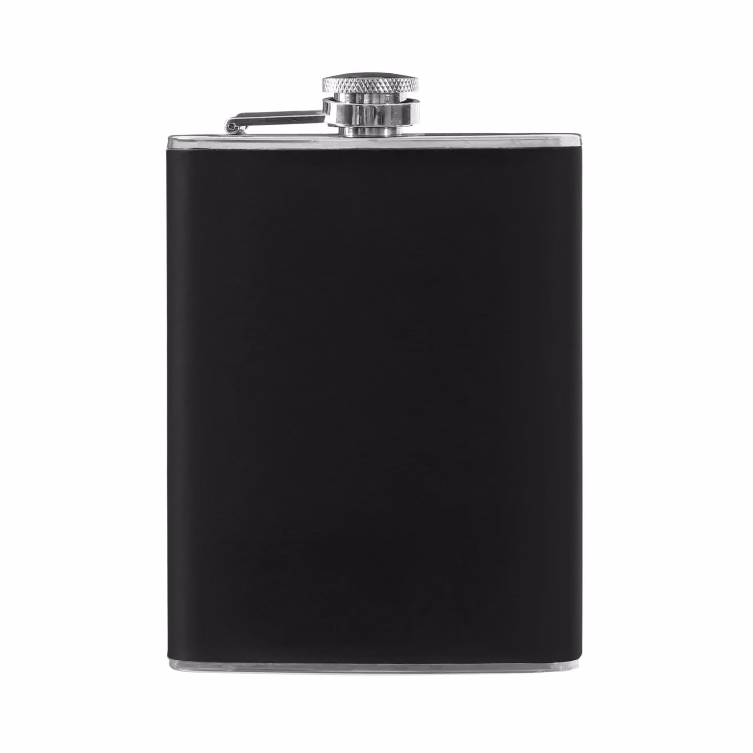 Orsina Black Leather Effect Stainless Steel Hip Flask Set with Shot Glasses and Funnel – 2