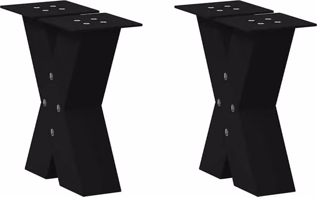 Berkfield Home X-Shaped Coffee Table Legs, 2 Piece Black Steel Set, W/D: 30 x 30 cm – 1