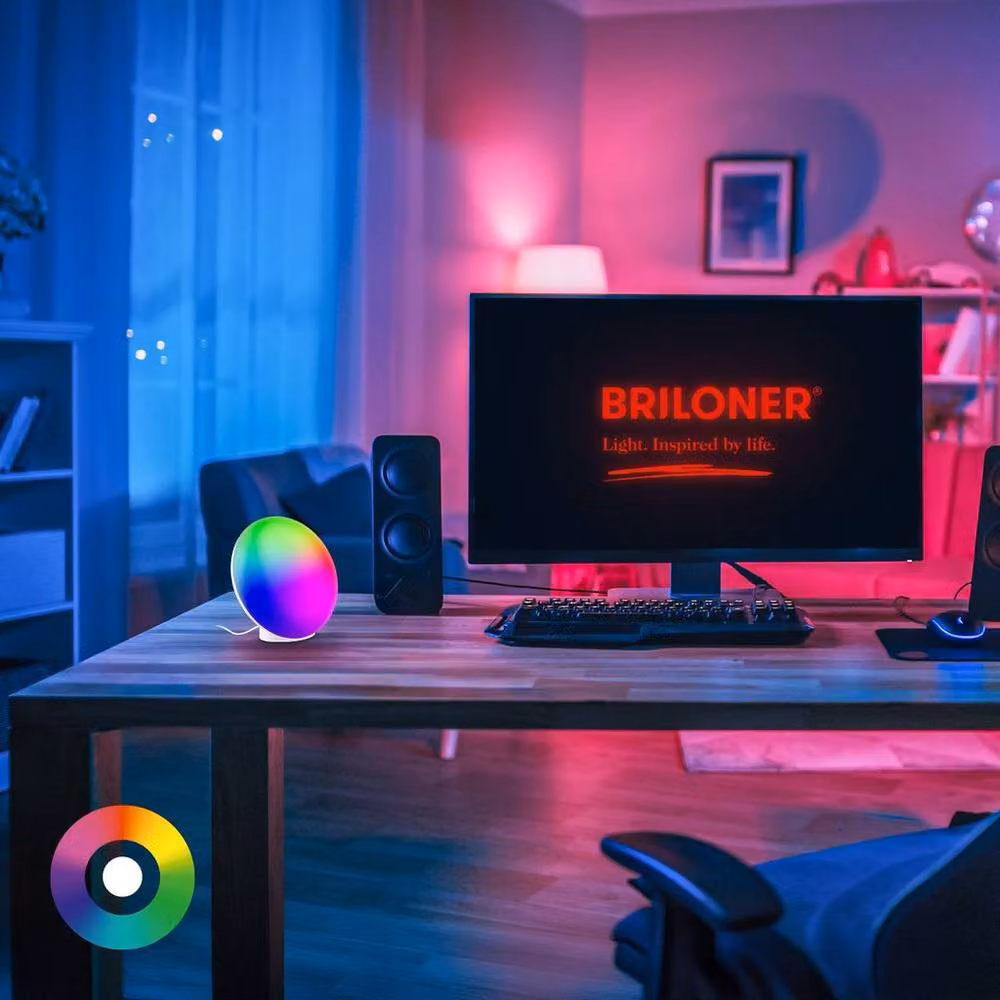 Briloner LED RGBIC CCT Table Lamp with Remote Control and Timer, White, W/D/H: 17.5 x 10.6 x 16.4 cm – 8