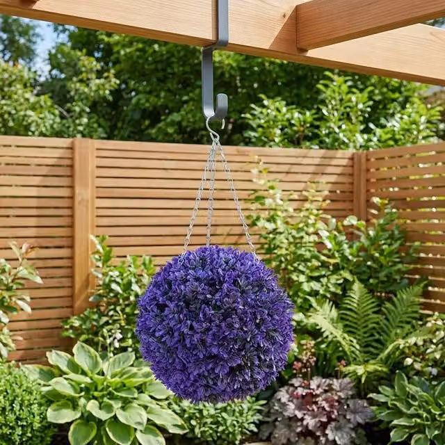 Garden Greatness Hanging Purple and Multicolour Artificial Topiary Ball Tree