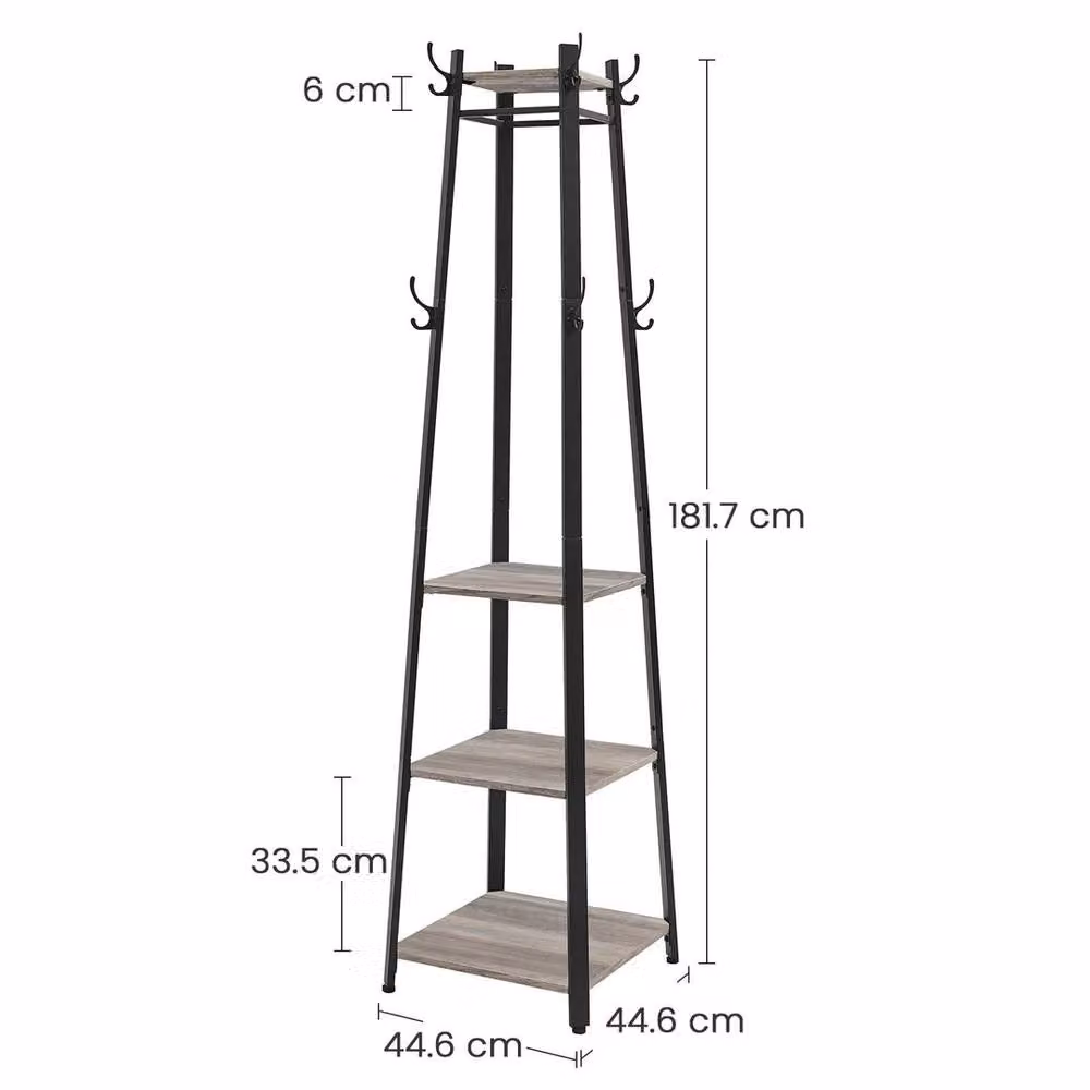 Kelvenix Greige Clothes Rack with 3 Tier Shelf in Beige and Grey – 2