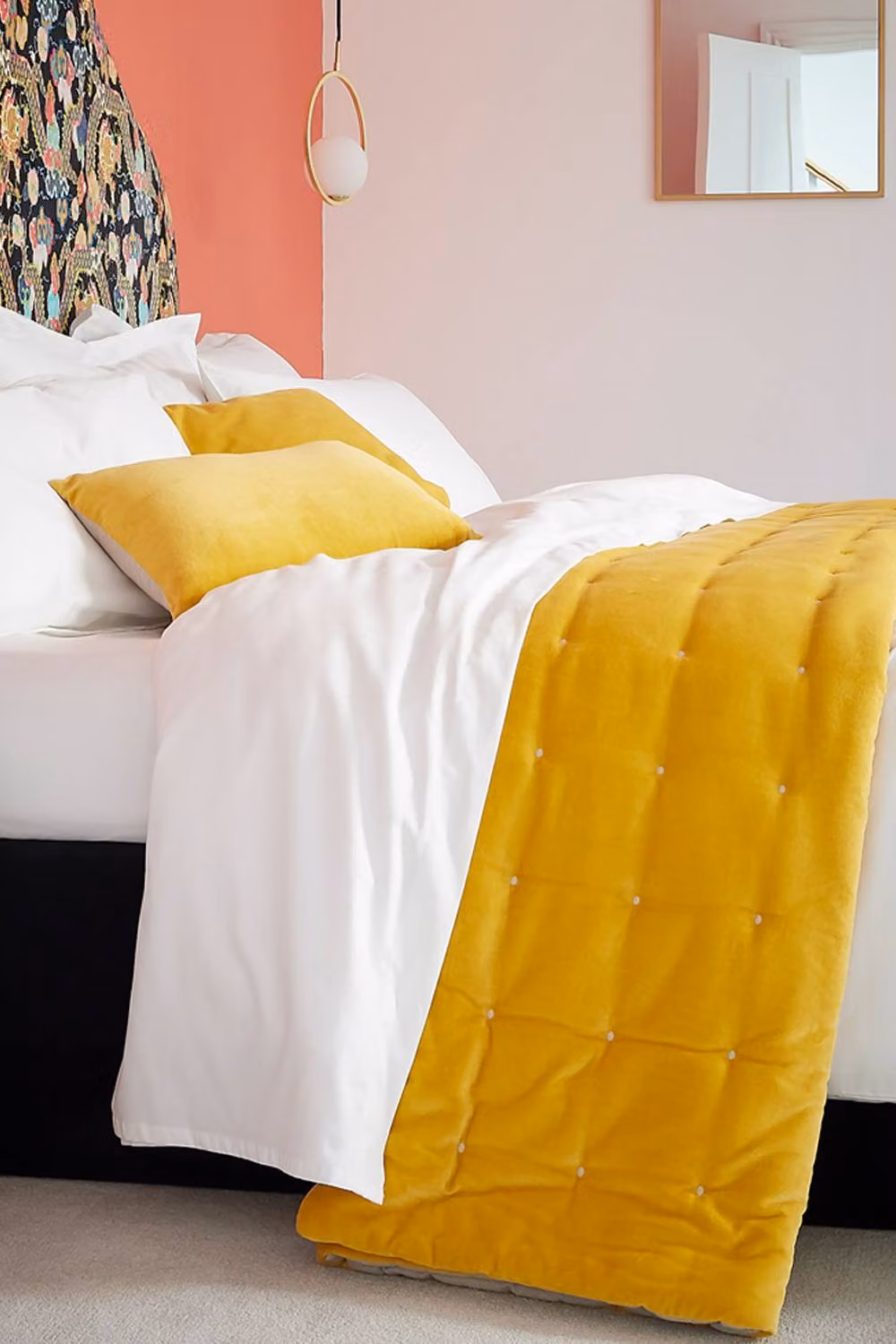 Christy Jaipur Luxury Quilted Velvet Throw in Yellow, W/D/H: 140 x 200 cm – 4