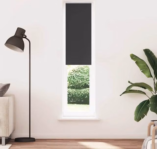 Berkfield Home Blackout Roller Blind in Black, Thermal Insulating Polyester, W: 45 cm, H: 210 cm