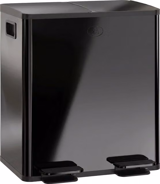 HOMCOM 40L Dual Compartment Stainless Steel Pedal Waste Bin with Deodoriser Holders, Black