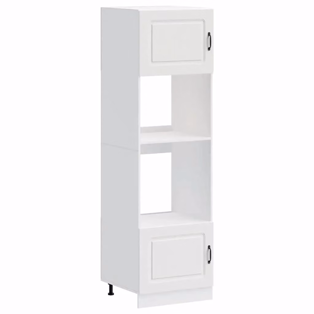 Berkfield Home Set of 2 White Matt Engineered Wood Freestanding Oven Appliance Housing Units with Hinged Doors and Internal Shelves
