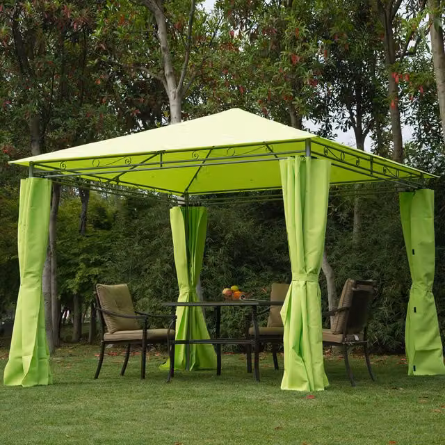 Outsunny Metal Garden Party Tent Canopy Shelter, Green, W 300 cm x D 300 cm