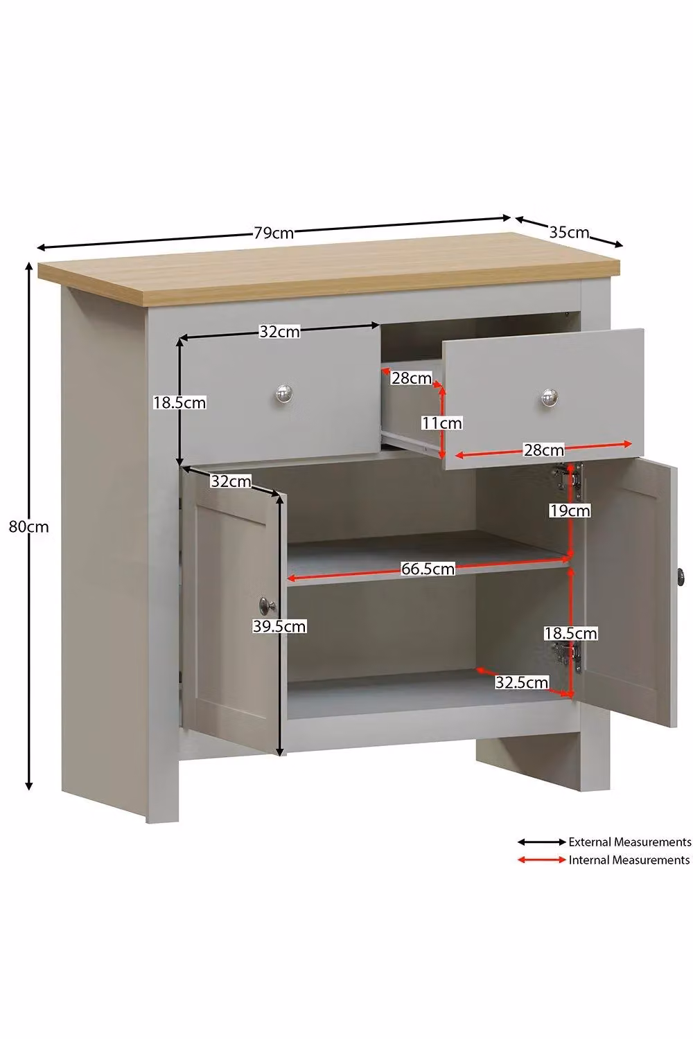 Vida Designs Arlington Grey 2 Door and 2 Drawer Sideboard Storage Organiser – 2