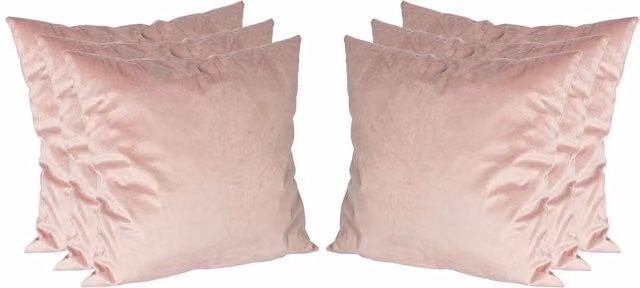 Nicola Spring Pack of 6 Pink Square Velvet Cushions, 55 x 55 cm