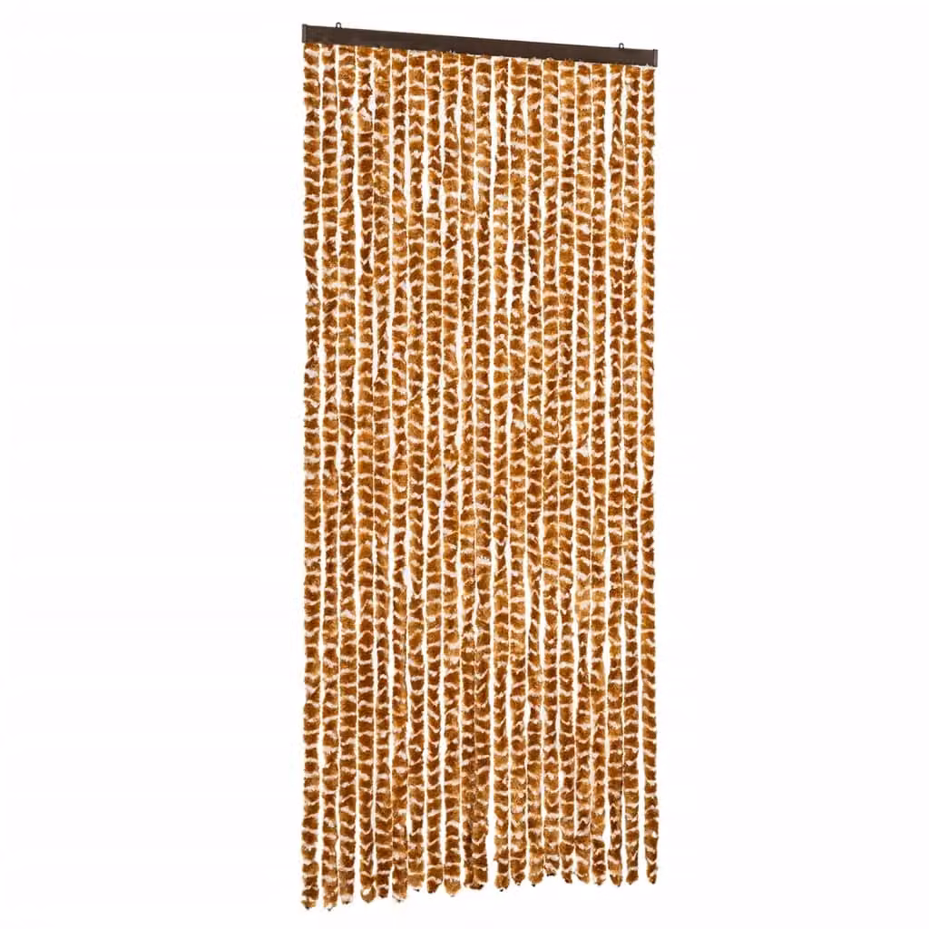 Berkfield Home Chenille Fly Curtain in Yellow and White, W/H: 90 x 200 cm – 2