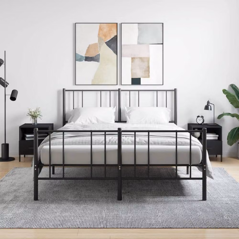 Berkfield Home Set of 2 Modern Black Bedside Cabinets, W/D/H: 40 x 35 x 47.5 cm – 2