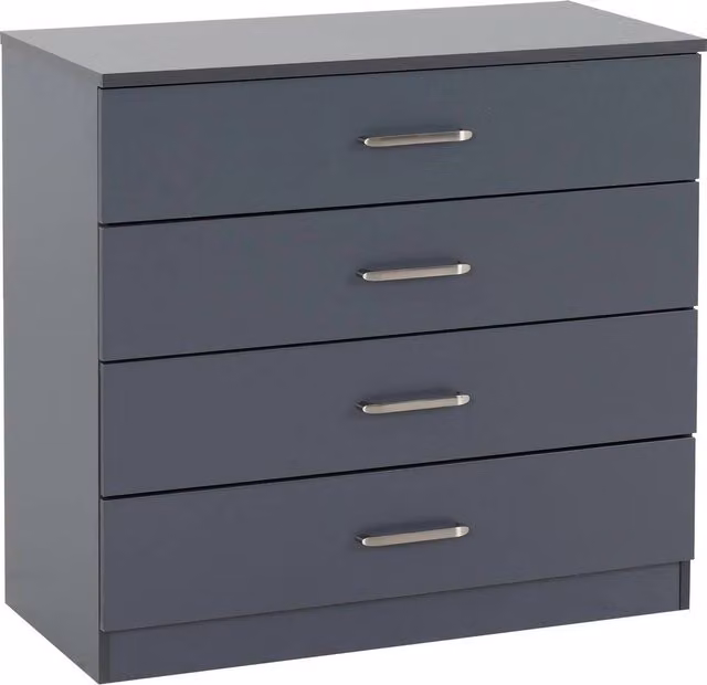 FORGEVIO Modern Matt Grey Metal 4 Drawer Storage Chest