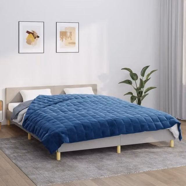 Berkfield Home Blue Weighted Blanket for Adults, W: 200 cm, D: 225 cm, 9 kg