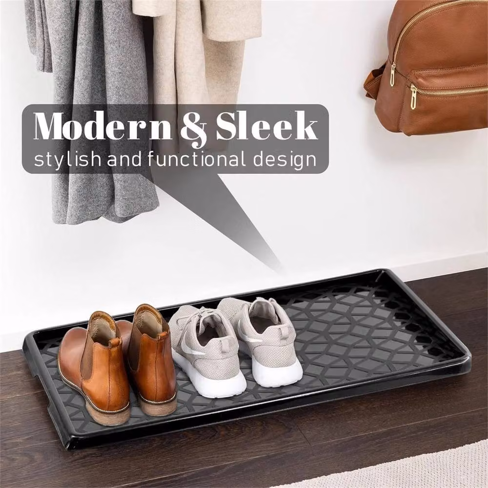 Nordara Set of 2 Indoor Shoe Mat Drip Trays with Raised Edges, Black, W: 49 cm, D: 35.5 cm – 3
