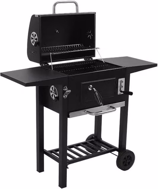 Nordara Outdoor XL Portable Charcoal BBQ Grill and Smoker with Cart, Black, W: 100 cm, D: 60 cm, H: 60 cm – 1