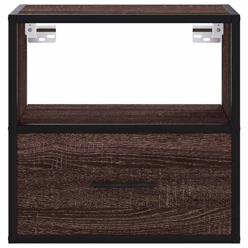 Berkfield Home Wall-mounted Bedside Cabinet, Brown Oak, W: 40 cm, D: 31 cm, H: 39.5 cm – 5