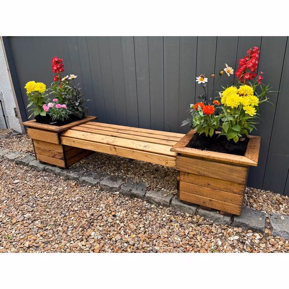 Charles Taylor Knights Double Planter Bench in Brown, W135 x D47.5 x H40 cm – 3