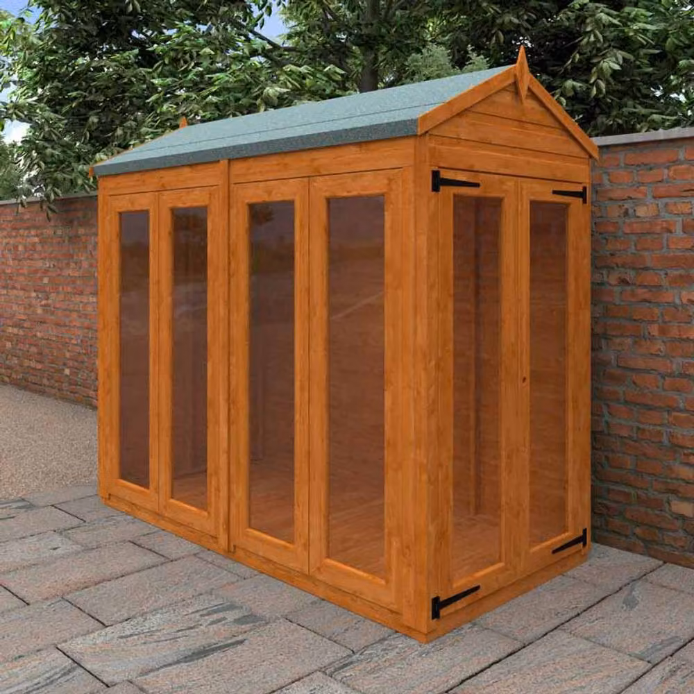 Buttercup Farm 8x4 Flex Apex Full Pane Summerhouse in Burnt Orange, W: 115 cm, D: 238.8 cm, H: 219.2 cm – 2