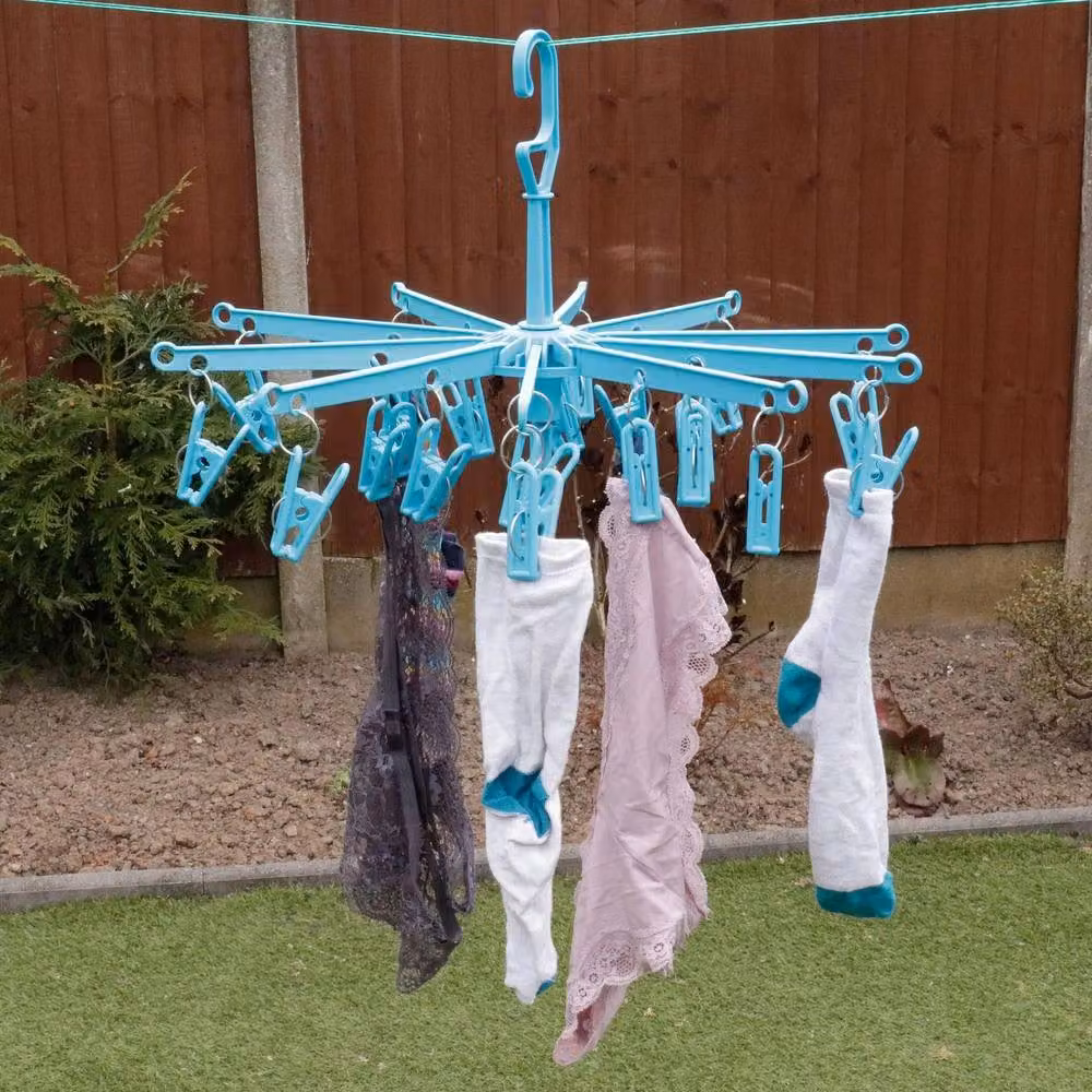 Orwell Premium Folding Sock Dryer with 20 Pegs in Turquoise and Multicolour – 3