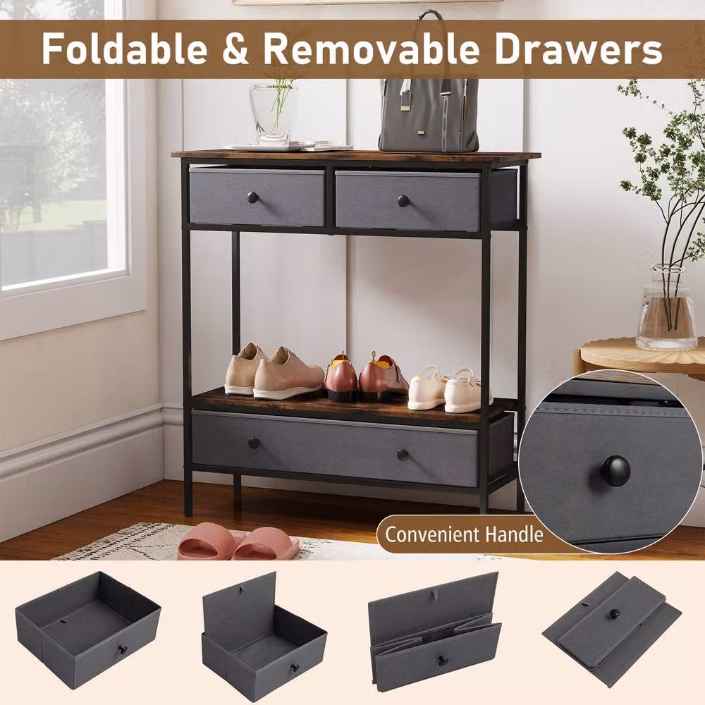 Costway Industrial Brown Console Table for Entryways and Hallways – 7