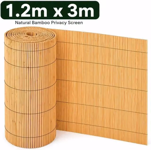 VOGREX Woven Bamboo Reed Garden Fence Panel, Beige, W: 300 cm, H: 120 cm