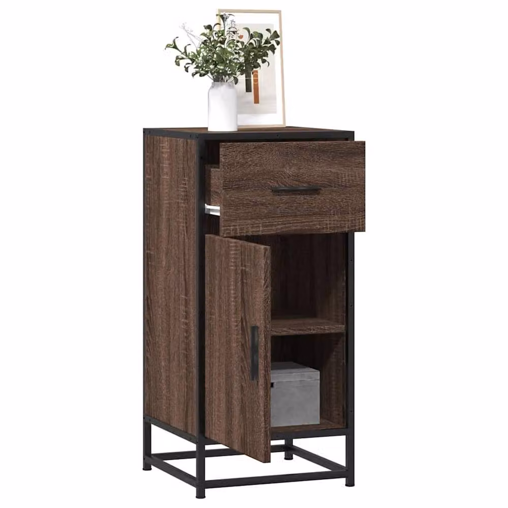 Berkfield Home Industrial Sideboard in Brown Oak, W/D/H: 35.5 x 35.5 x 76 cm – 2