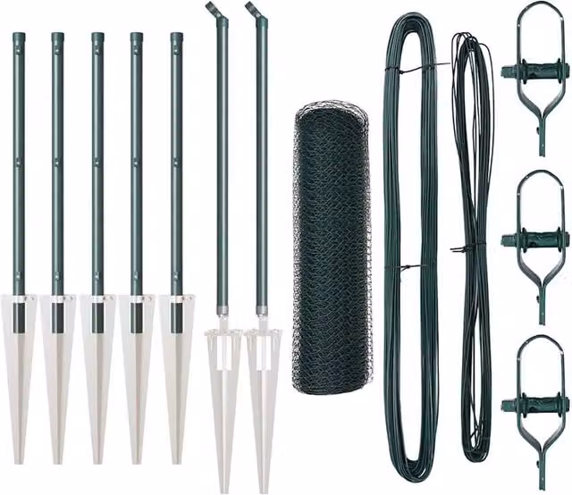 Berkfield Home Green PVC-Coated Steel Hexagon Fence, H: 0.8 m x W: 10 m