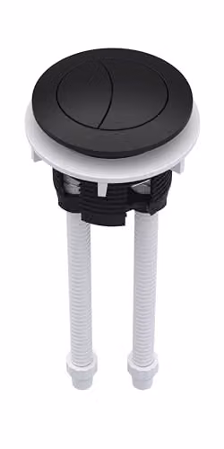 nuie CPB401 Modern Round Toilet Cistern Dual Flush Push Button Accessory, Matt Black, W: 48 mm, H: 160 mm, D: 48 mm