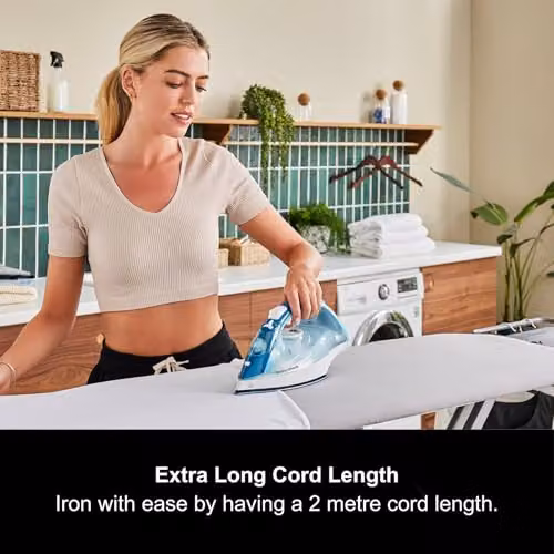Morphy Richards Crystal Clear 2400W Steam Iron with Ceramic Non-stick Soleplate and Anti-calc Function in Turquoise and White – 3