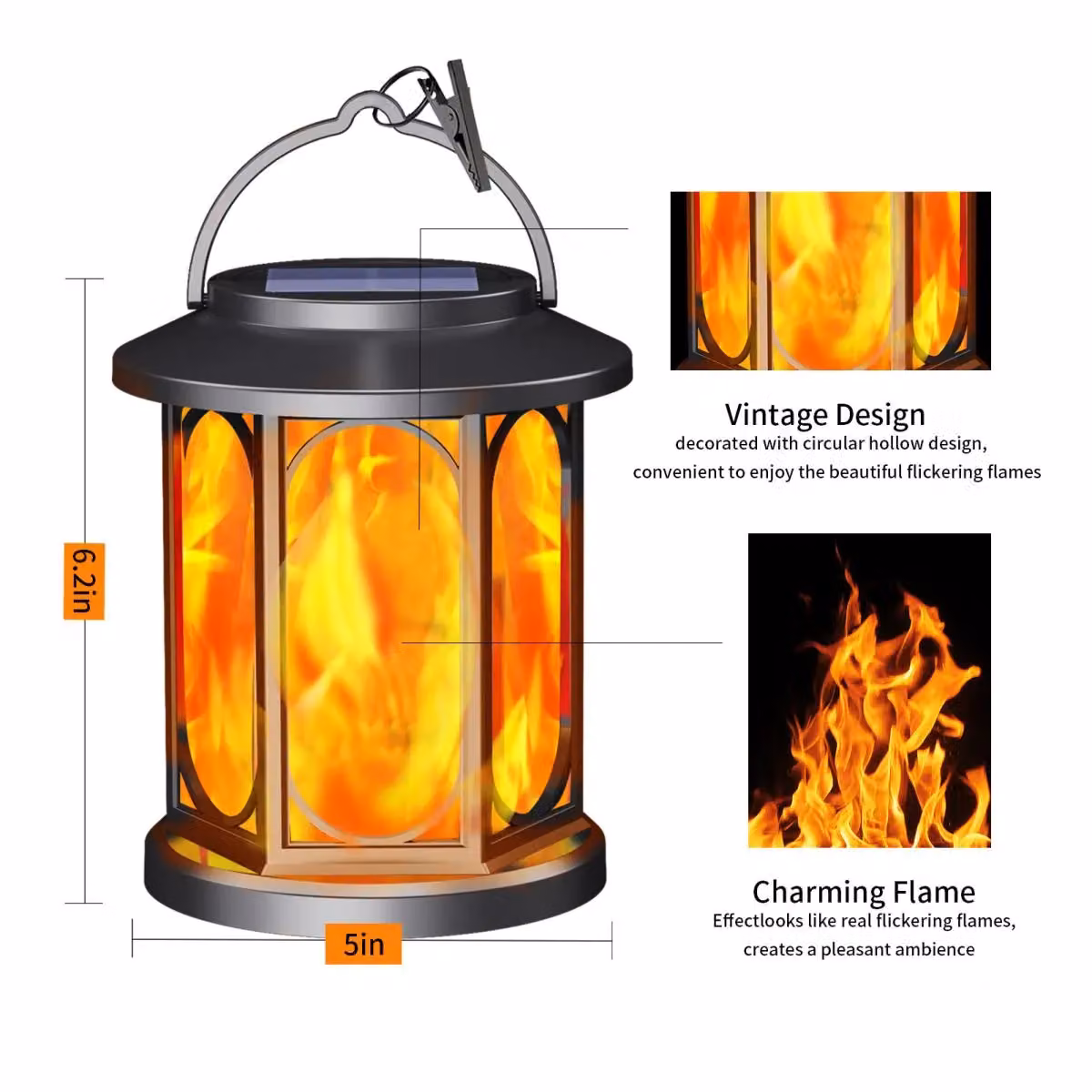 Leaper Solar-Powered Outdoor Garden Flame Landscape Light, Black Metal, Pack of 1 – 5