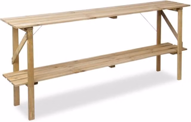 Primrose 2 Tier Folding Wooden Garden Greenhouse Staging Shelving in Brown, Length: 183 cm