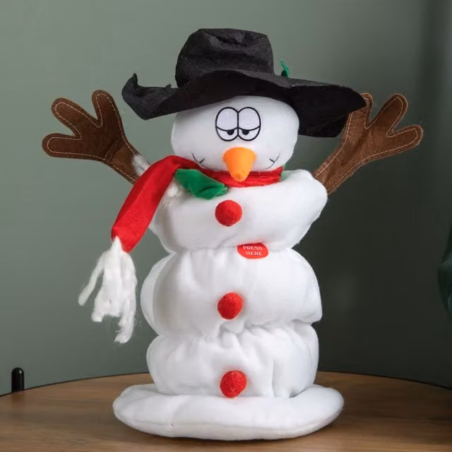 Samuel Alexander 35cm Singing and Dancing Animated Sherbert Snowman Christmas Tabletop Decoration in White, Red and Black – 1