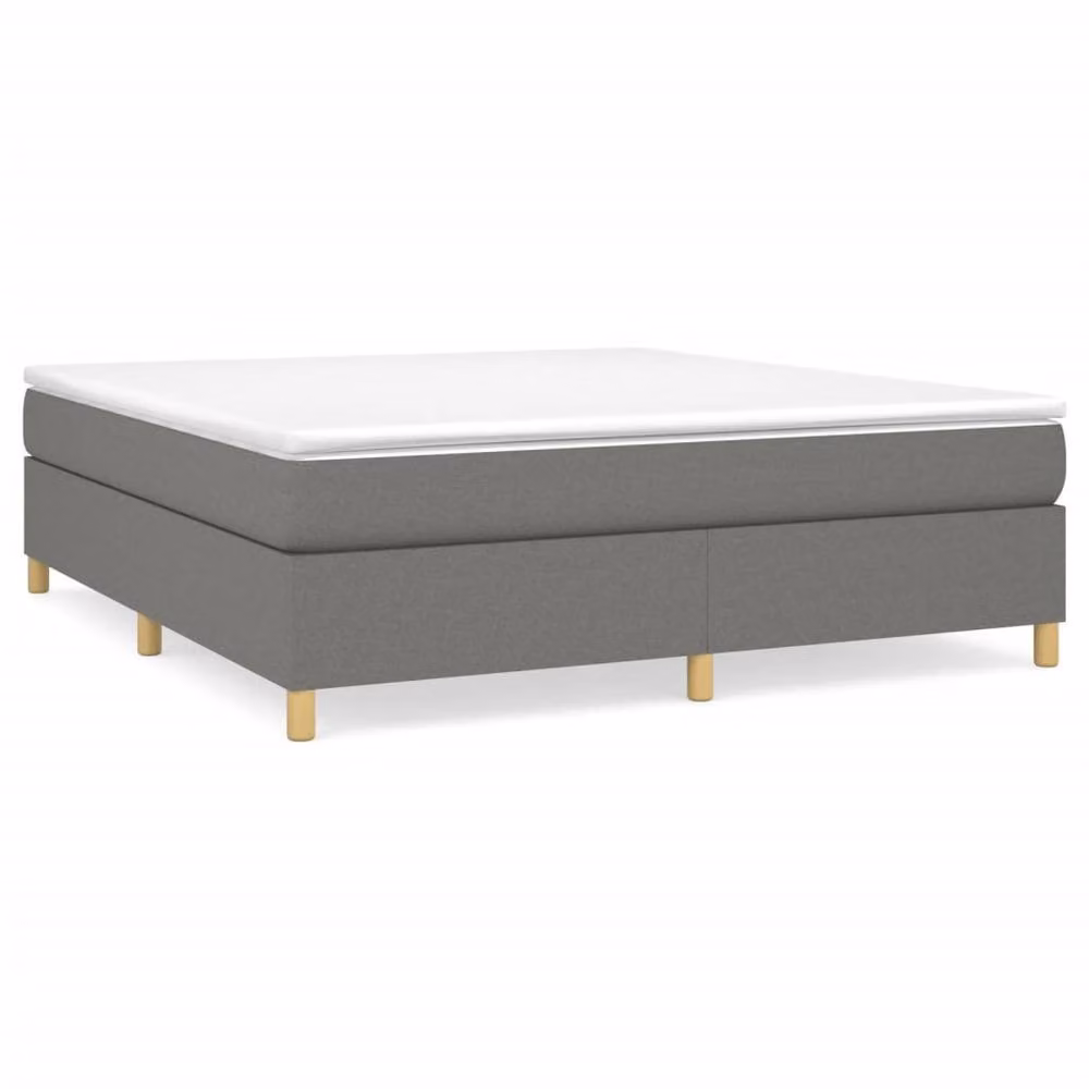 Berkfield Home Super King Box Spring Bed Frame in Grey Fabric, W/D/H: 180 x 200 cm – 2