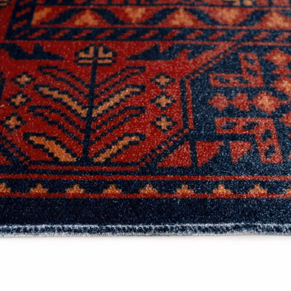 Kukoon Red and Navy Traditional Persian Oriental Area Rug, W/L: 60 x 240 cm – 8