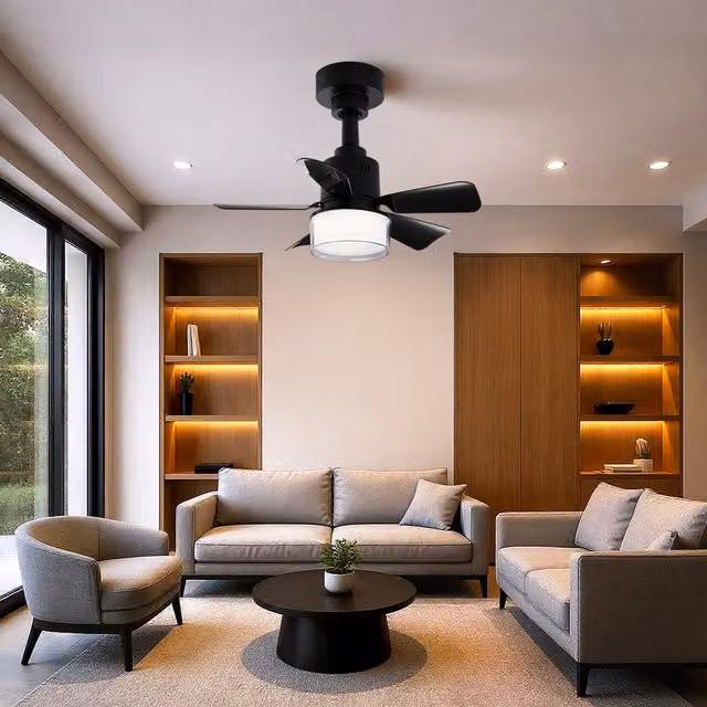 Living Star Modern Black LED Ceiling Fan Light with Remote and App Control
