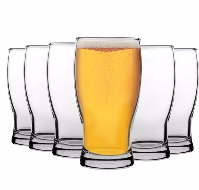 LAV Belek Classic Pint Beer Glasses, 580ml, Clear, Pack of 6