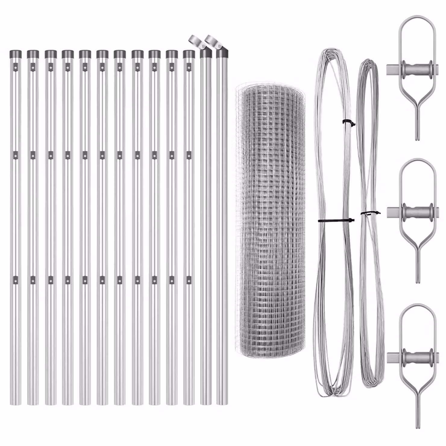 Berkfield Home Galvanised Steel Welded Wire Fence with 13 Posts, Silver, W: 25 m, H: 0.4 m – 2