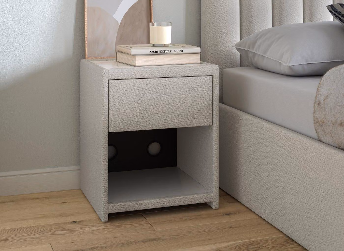 Dreams Davies Upholstered Bedside Table in Grey