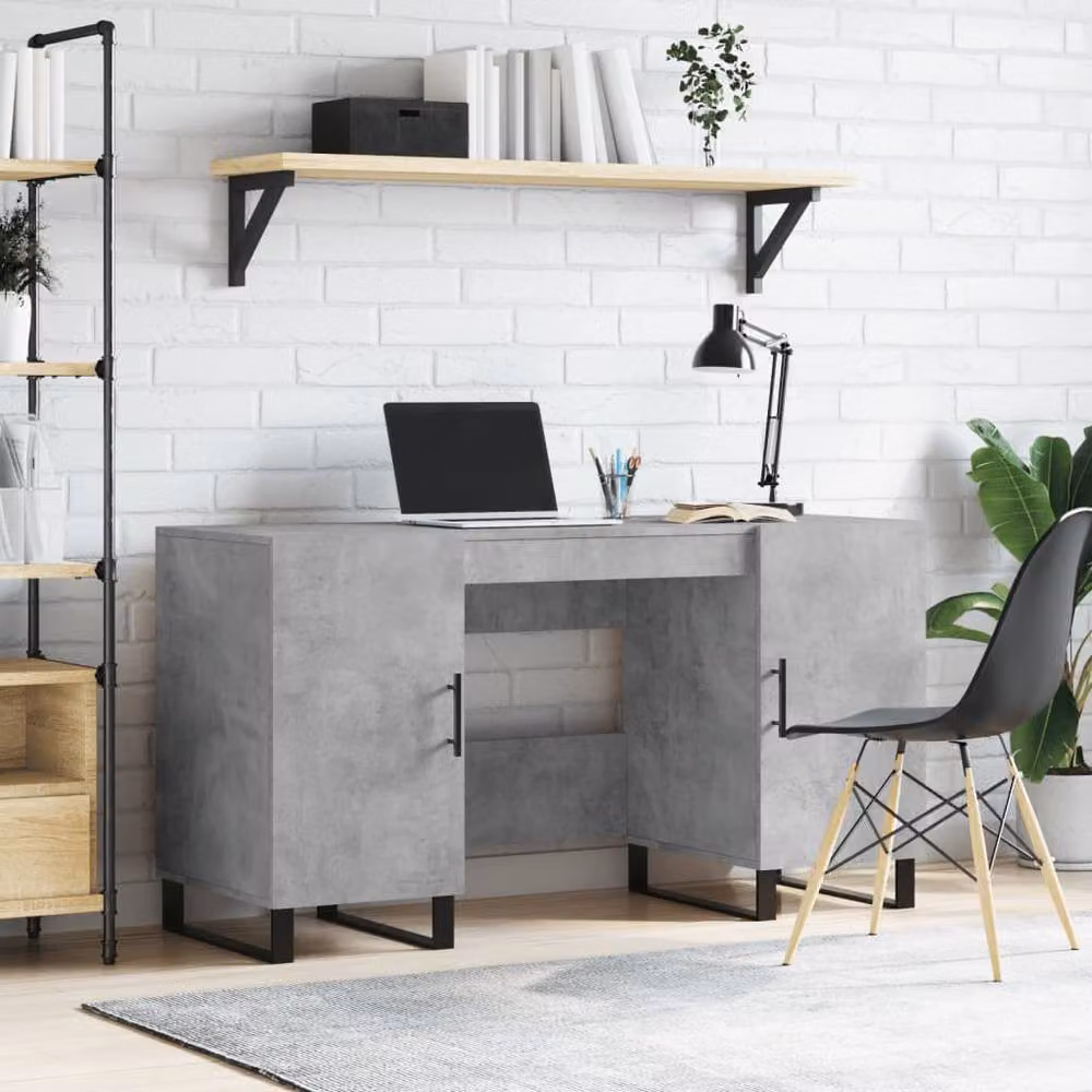 Berkfield Home Elegant Writing Desk in Concrete Grey, W/D/H: 140 x 50 x 75 cm – 2