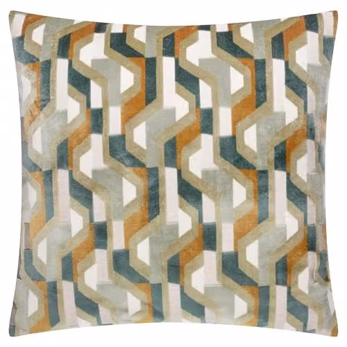 Riva Home Metro Prism Green Velvet Jacquard Decorative Square Cushion, W/D/H: 45 x 45 x 45 cm