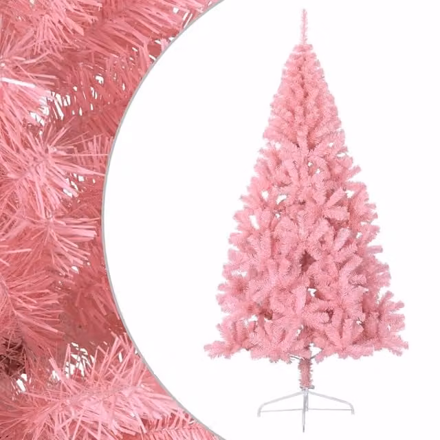 Berkfield Home Artificial Half Christmas Tree with Stand, Pink, Height: 240 cm – 1