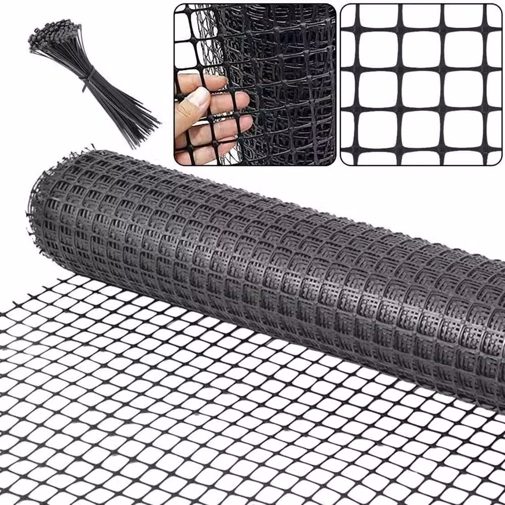 NESTLUNE Black PVC Plastic Chicken Mesh Garden Fencing Barrier, H: 15 cm x W: 100 cm – 4