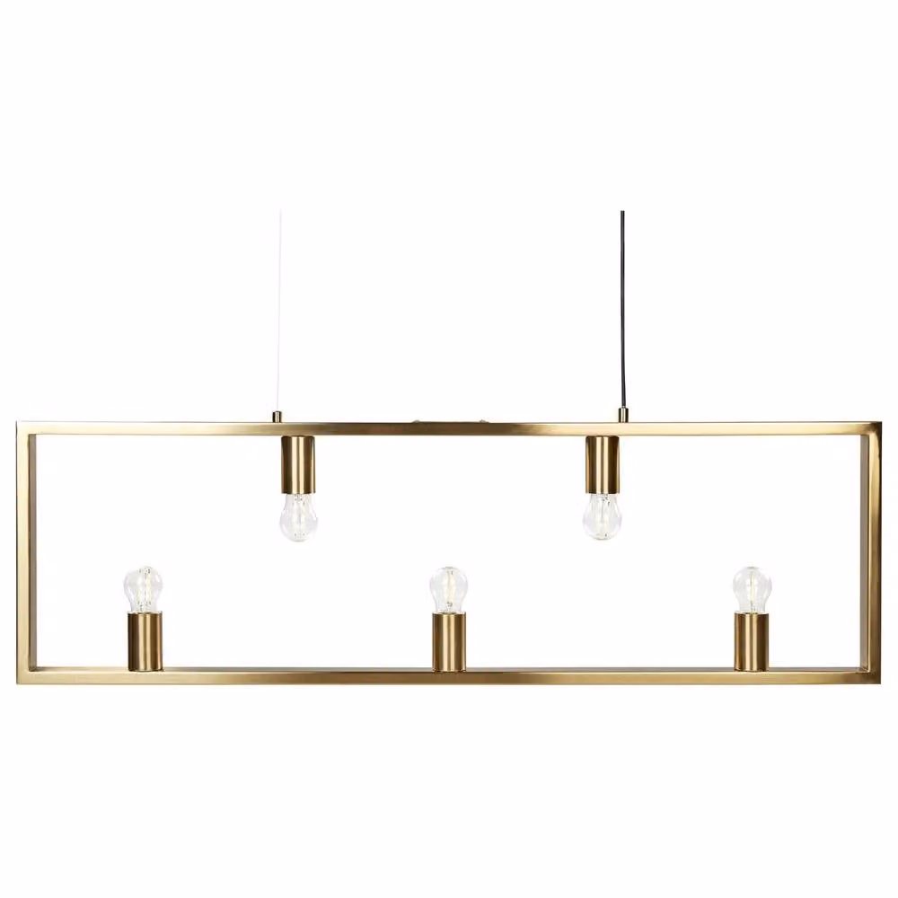 Wyld and Coco Industrial Rectangular 5-Light Pendant Lamp in Bronze and Brass – 2