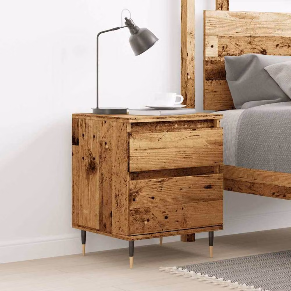 Berkfield Home Bedside Cabinet in Brown Old Wood, W: 40 cm, D: 35 cm, H: 50 cm – 3