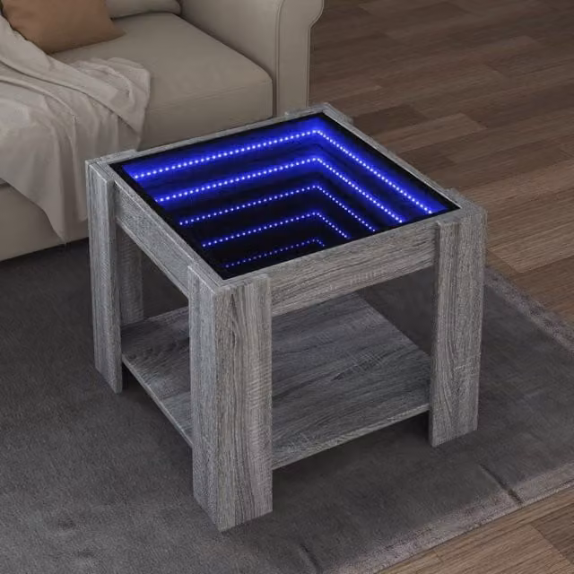 Berkfield Home LED Coffee Table in Grey Sonoma, W/D/H: 53 x 53 x 45 cm – 1
