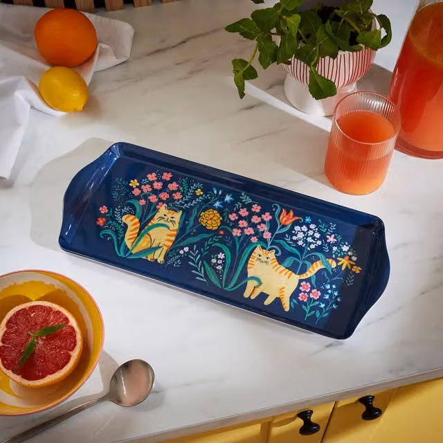 Ulster Weavers Marmalade Meadow Small Rectangular Melamine Tray in Blue – 1
