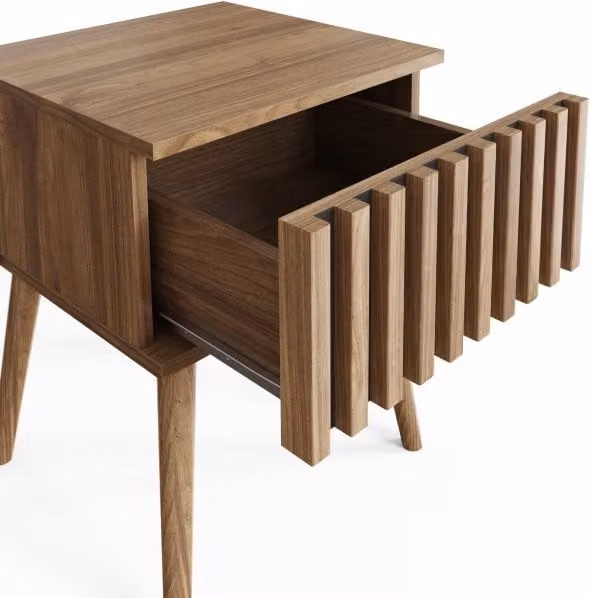 GFW Rowan Mid Century Oak Lamp Table in Brown and Beige