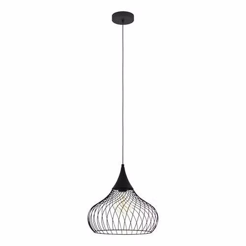 Eglo Staverton Industrial Mesh Pendant Light, Black, H 110 x W 36.5 x D 36.5 cm – 1