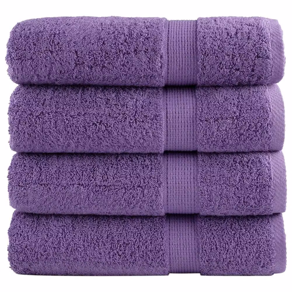 Berkfield Home SOLUND Premium Cotton Terry Shower Towels, 4 Pack, Purple, W: 70 cm, L: 140 cm, 600 gsm – 2